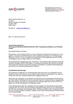  Vernehmlassungsantwort Anhörung zum Erlass der EKAS-Richtlinie Nr. 6518 "Ausbildung für Bediener von Flurförderzeugen"