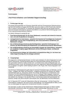  «Fair-Preis-Initiative» und indirekter Gegenvorschlag