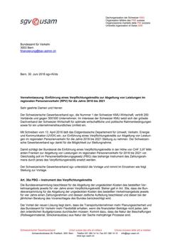  Vernehmlassung: Einführung eines Verpflichtungskredits zur Abgeltung von Leistungen im regionalen Personenverkehr (RPV) für die Jahre 2018 bis 2021