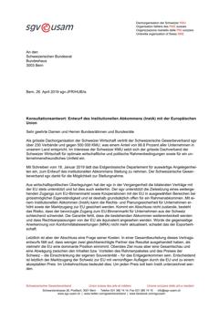  Konsultationsantwort: Entwurf des Institutionellen Abkommens (InstA) mit der Europäischen Union