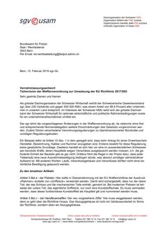  Vernehmlassungsantwort Teilrevision der Waffenverordnung zur Umsetzung der EU Richtlinie 2017/853