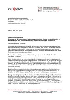  Änderung der Verordnung des EFD über die steuerbefreite Einfuhr von Gegenständen in kleinen Mengen, von unbedeutendem Wert oder mit geringfügigem Steuerbetrag