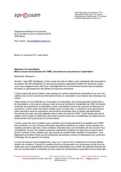  Réponse à la consultation Mise en oeuvre de la décision de l’OMC concernant la concurrence à l’exportation
