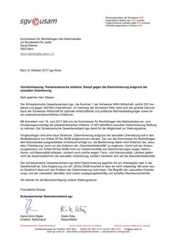  Vernehmlassung: Parlamentarische Initiative. Kampf gegen die Diskriminierung aufgrund der sexuellen Orientierung