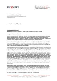  Vernehmlassungsantwort 15.468 Parlamentarische Initiative. Stärkung der Selbstverantwortung im KVG