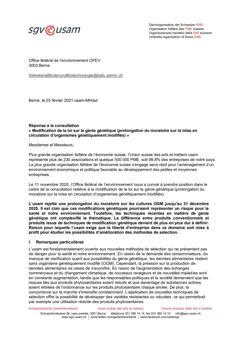  Modification de la loi sur le génie génétique (prolongation du moratoire sur la mise en circulation d’organismes génétiquement modifiés)