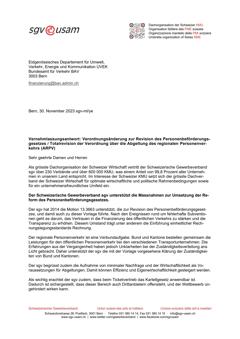  Verordnungsänderung zur Revision des Personenbeförderungsgesetzes / Totalrevision der Verordnung über die Abgeltung des regionalen Personenverkehrs (ARPV)