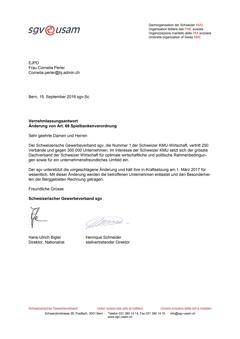  Vernehmlassungsantwort Änderung von Art. 69 Spielbankenverordnung