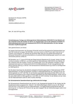  Zahlungsrahmen Nationalstrassen 2020-2023 für den Betrieb und den Unterhalt sowie den Ausbau im Sinne von Anpassungen und zu den grösseren Vorhaben im Nationalstrassennetz...