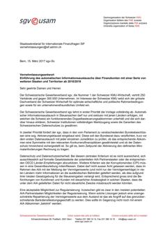  Vernehmlassungsantwort Einführung des automatischen Informationsaustauschs über Finanzkonten mit einer Serie von weiteren Staaten und Territorien ab 2018/2019