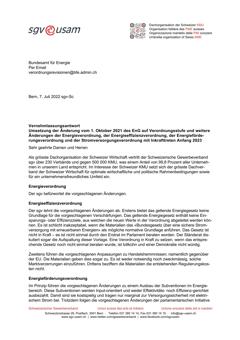  Umsetzung Änderung vom 01.10.2021 des EnG auf Verordnungsstufe & weitere Änderungen der Energieverordnung, der Energieeffizienzverordnung, ...