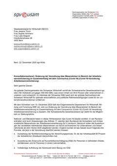  Änderung der Verordnung über Massnahmen im Bereich der Arbeitslosenversicherung im Zusammenhang mit dem Coronavirus (Covid-19) (Covid-19-Verordnung Arbeitslosenversicherung)